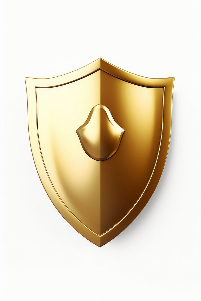 A minimal shield gold white background protection.