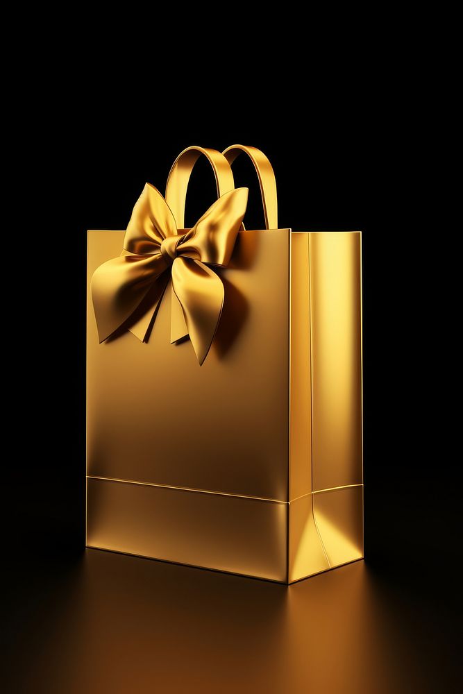 A shopping bag gift gold illuminated.