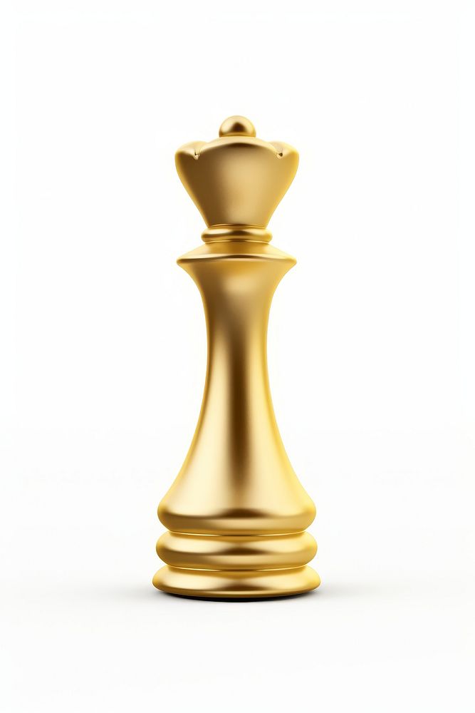 A queen chess piece gold game white background.