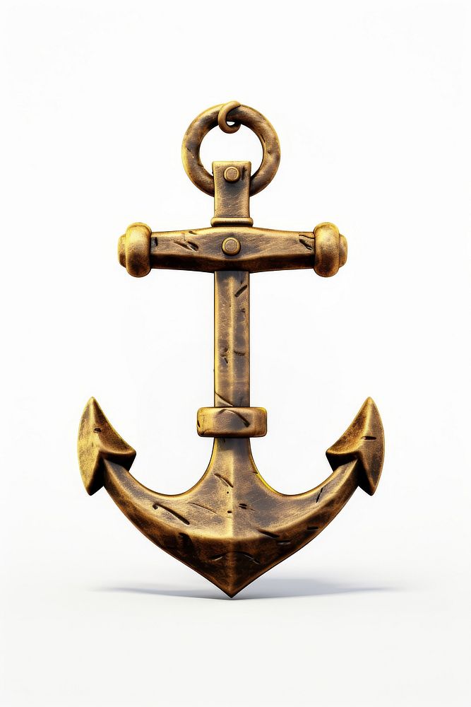 An old anchor cross gold white background.