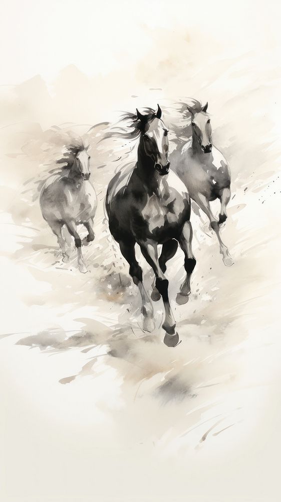 Horses running drawing animal mammal.