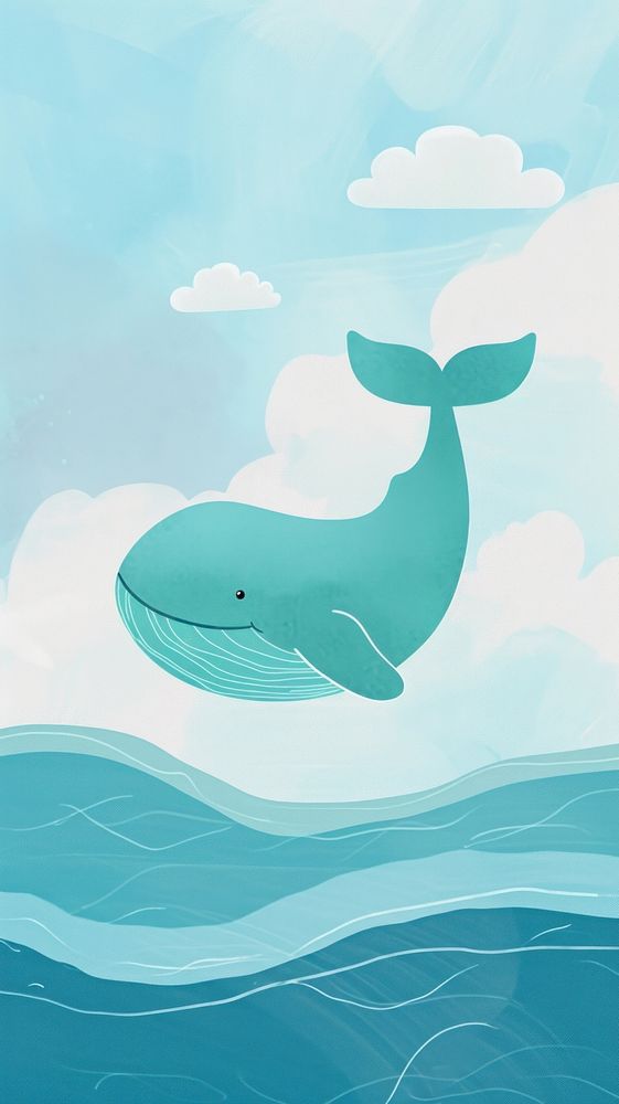 Cute whale in the sky illustration wildlife animal mammal.