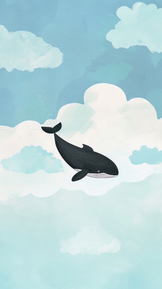 Cute whale in the sky illustration animal mammal fish.