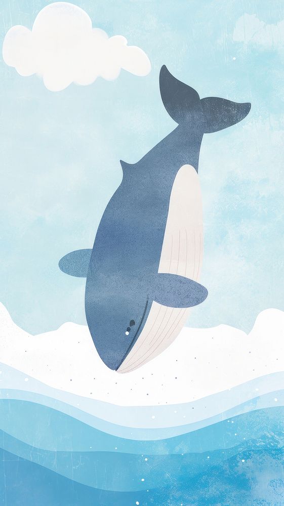 Cute whale in the sky illustration animal mammal shark.