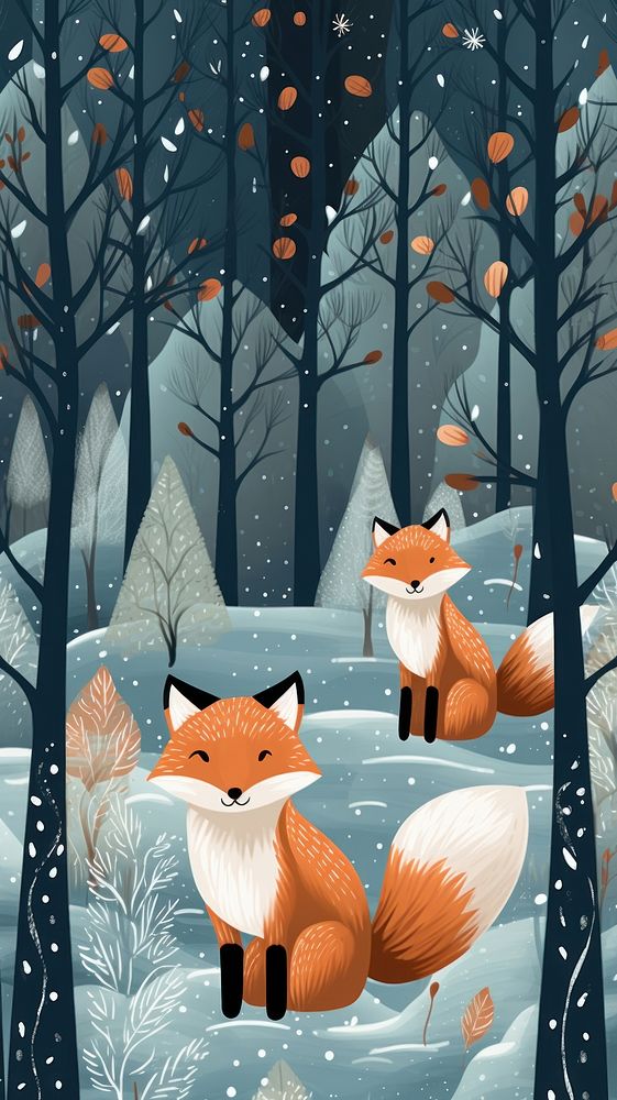  Cute foxes cartoon forest animal. AI generated Image by rawpixel.