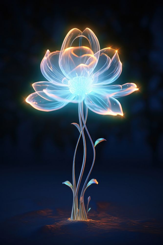 Bioluminescent flower light illuminated lighting.