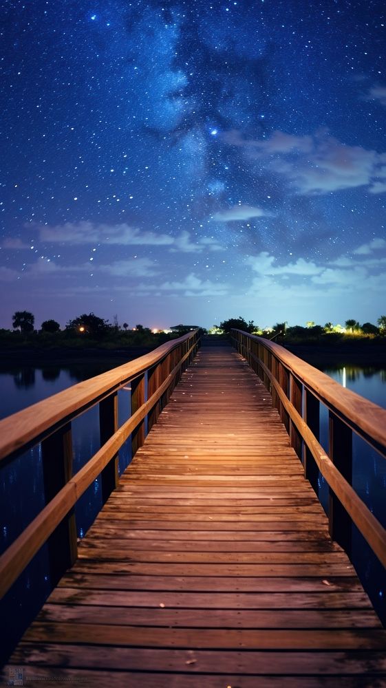 Ocean bridge night landscape.