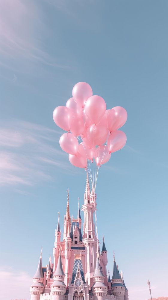 A castle balloon outdoors sky.