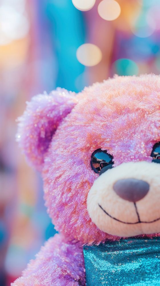 A teddy bear side on cotton candy mammal toy representation.