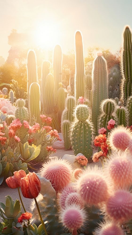 Cactus garden sunlight outdoors nature.