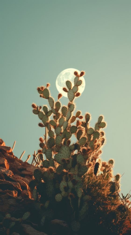 Desert cactus moon outdoors nature.