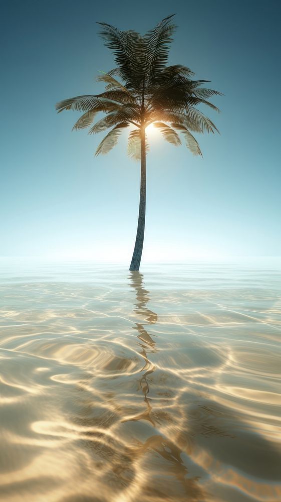 Beach island tree sunlight outdoors.