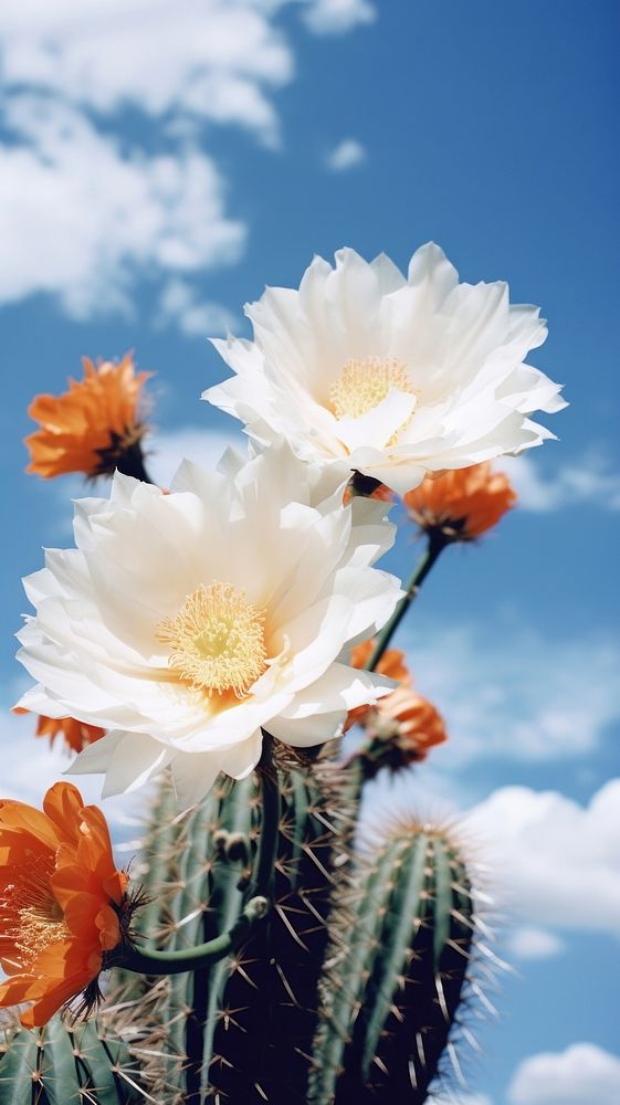 Desert cacti flowers outdoors blossom cactus.