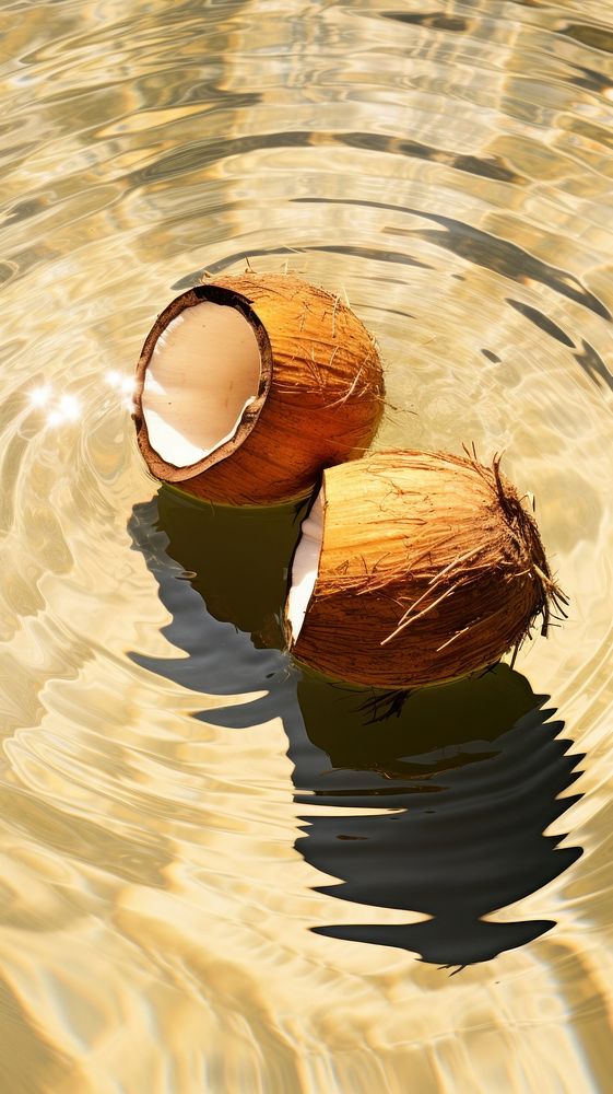 Tropical coconuts floating plant day.