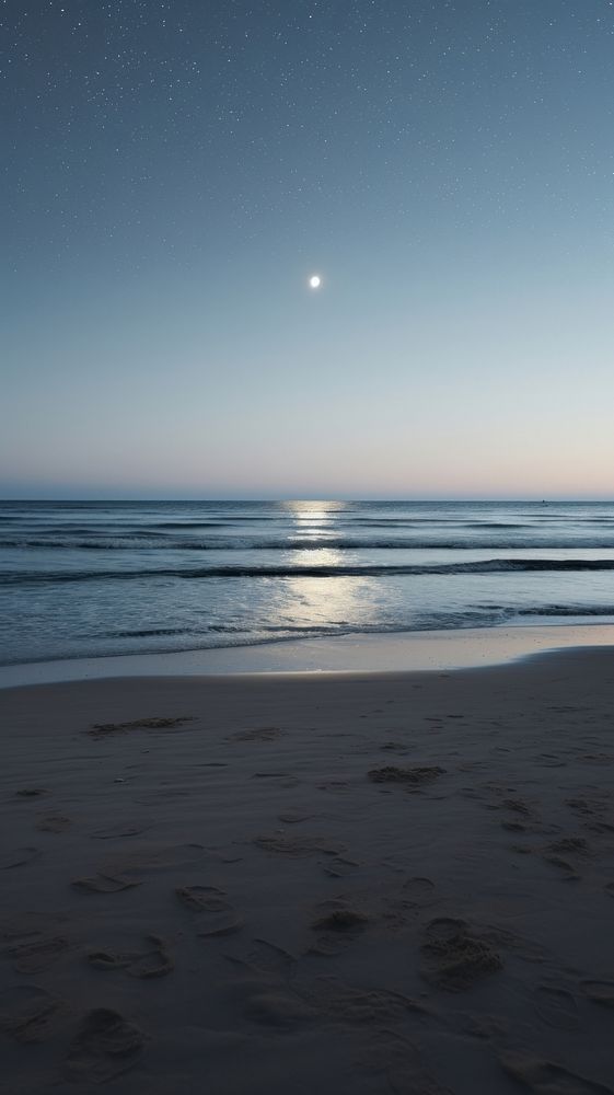 Moon horizon beach night.
