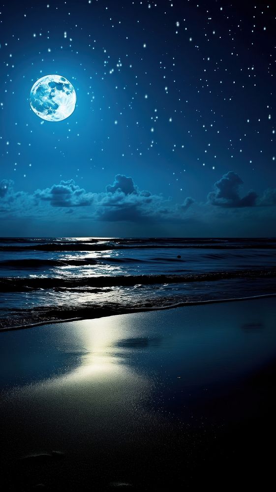Moon night beach astronomy.