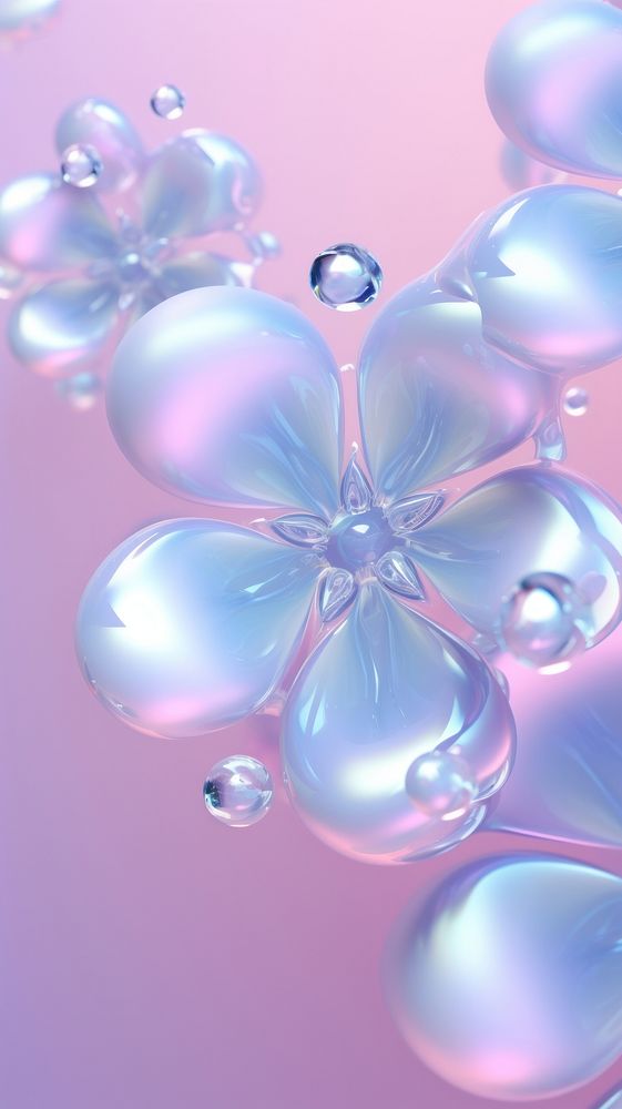 Bubbles merging abstract graphics flower.