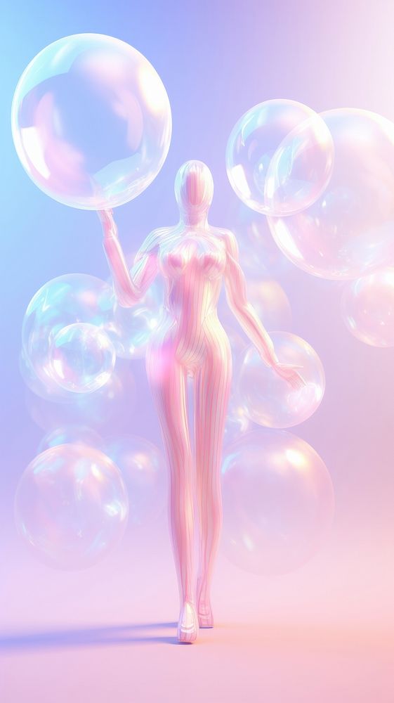 Bubbles merging adult human transparent.