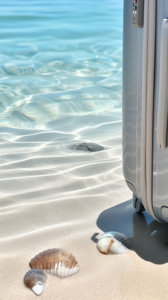 Travel luggage sea seashell outdoors.
