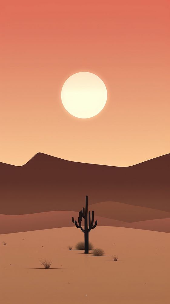 Cactus tree desert sun landscape.