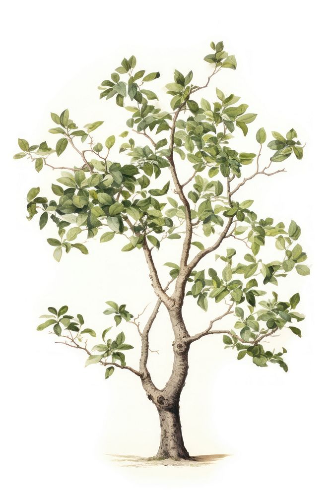 Botanical illustration of a tree plant leaf drawing.