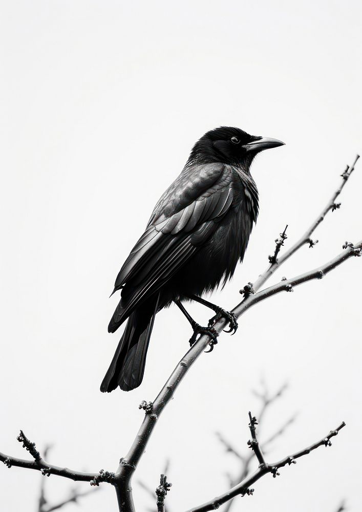 crow tree blackbird animal monochrome. | Premium Photo - rawpixel