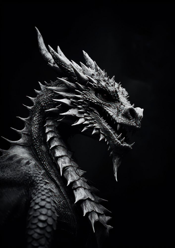 A dragon animal black white.