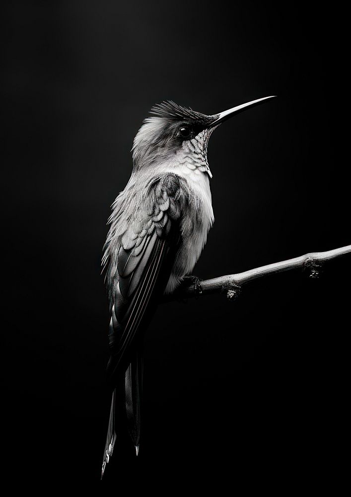 A hummingbird animal black beak.