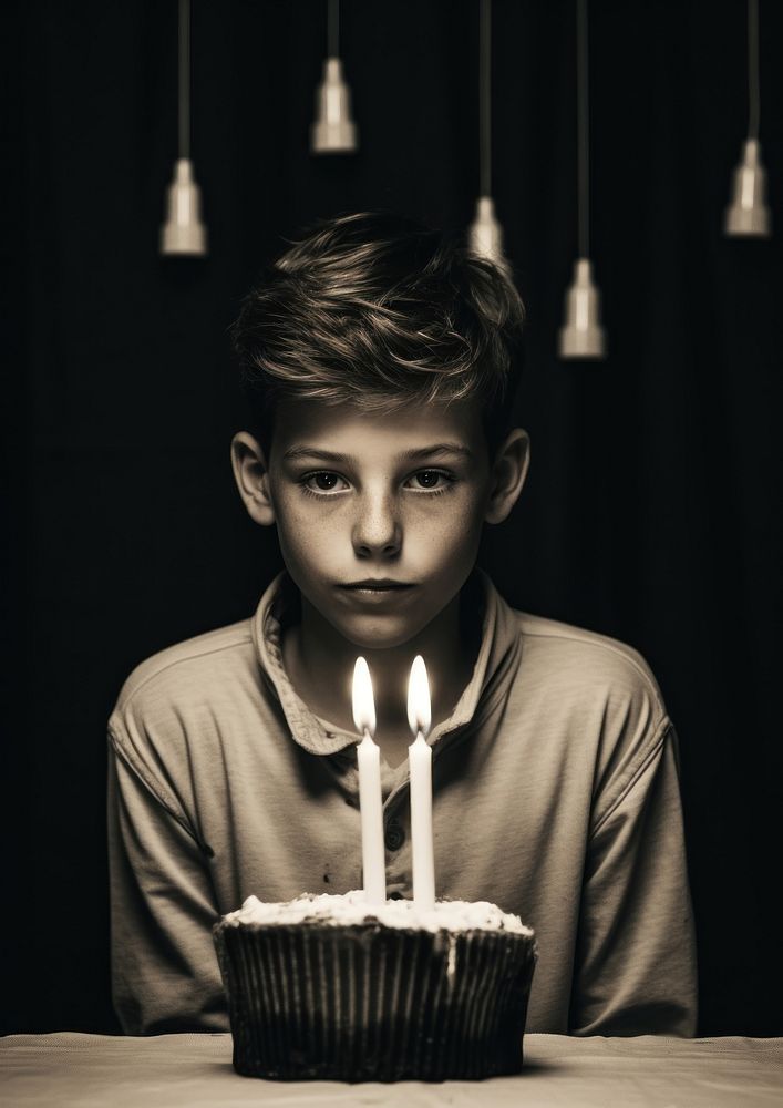 A kid blow a birthday candle on the cake photography portrait dessert.