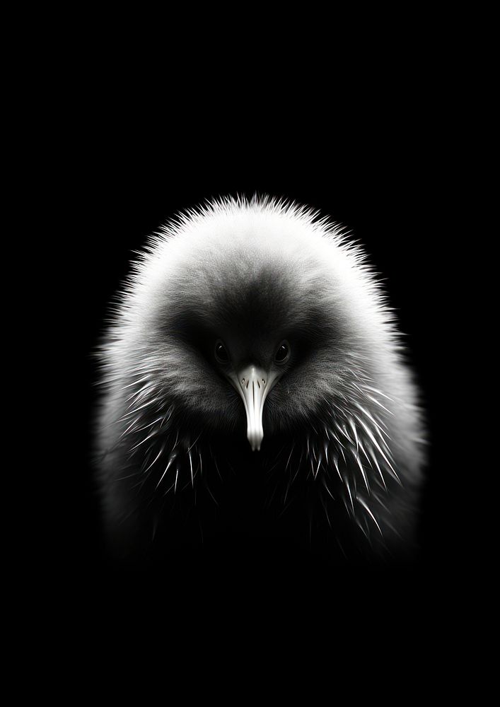 A kiwi bird animal black white.