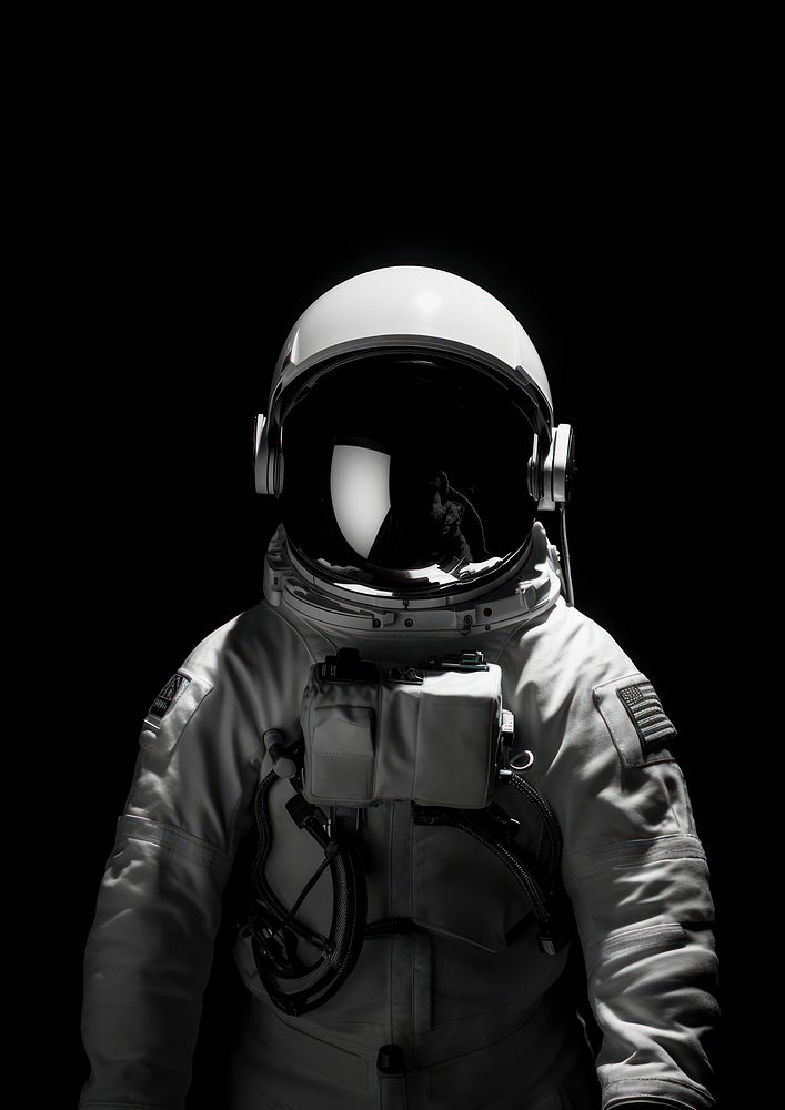 An astronaut helmet white black.