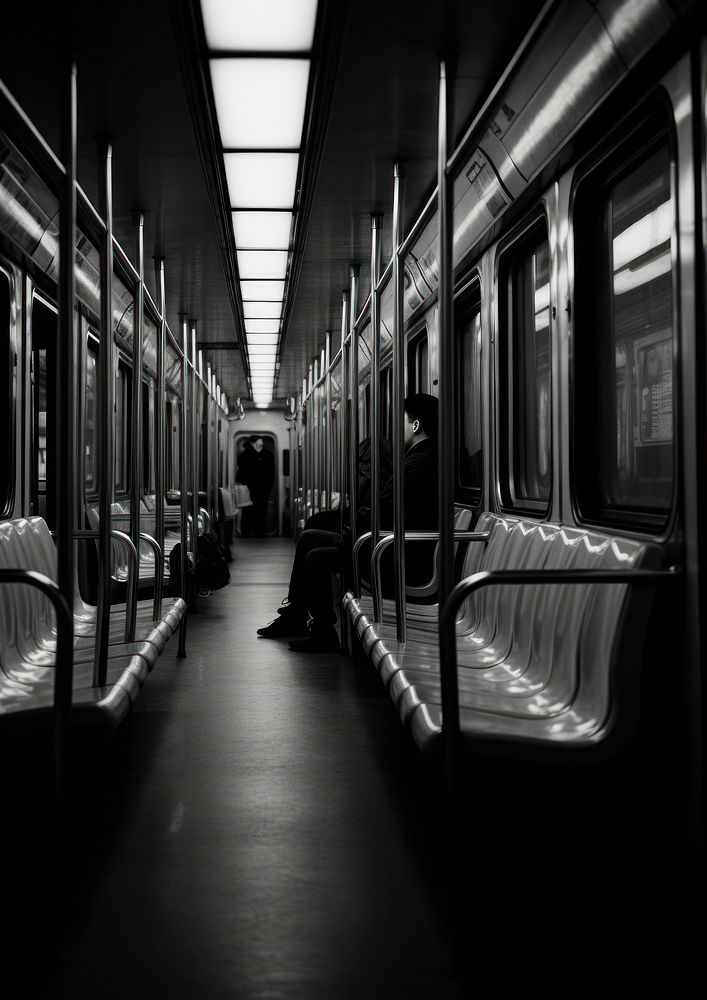 People in a train vehicle subway black.