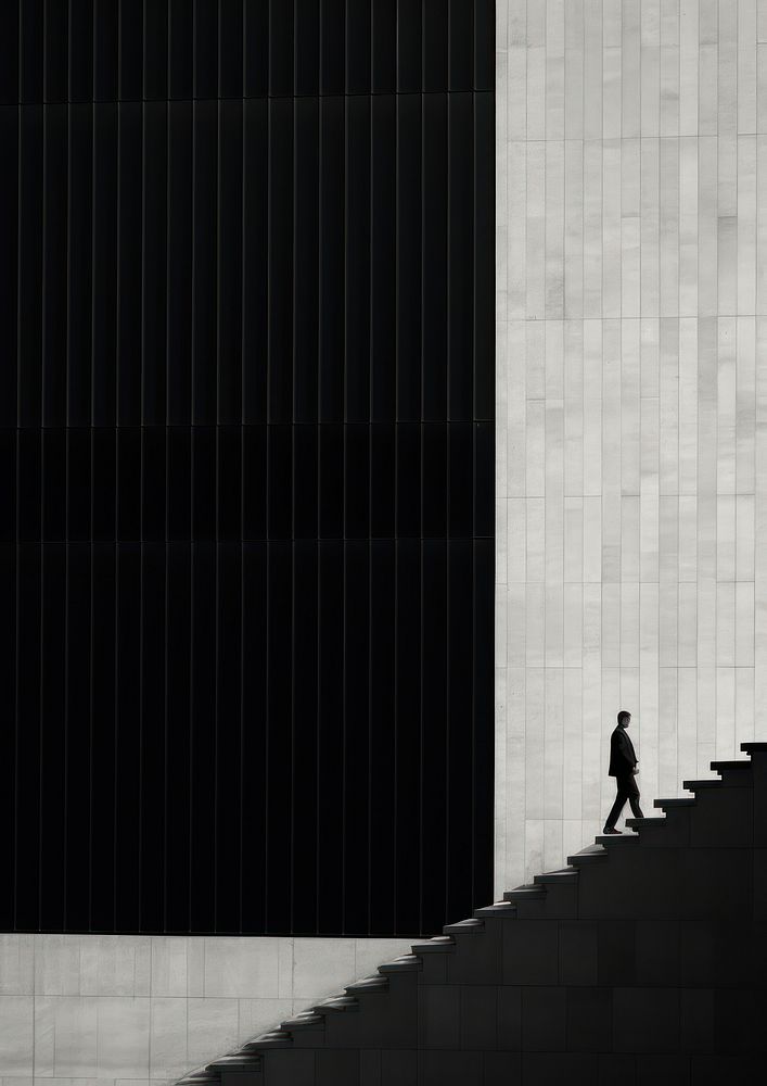 People walking in the city architecture silhouette staircase.