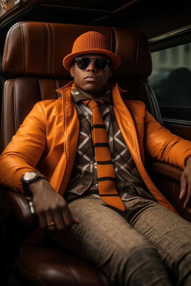 African man sitting photography sunglasses.