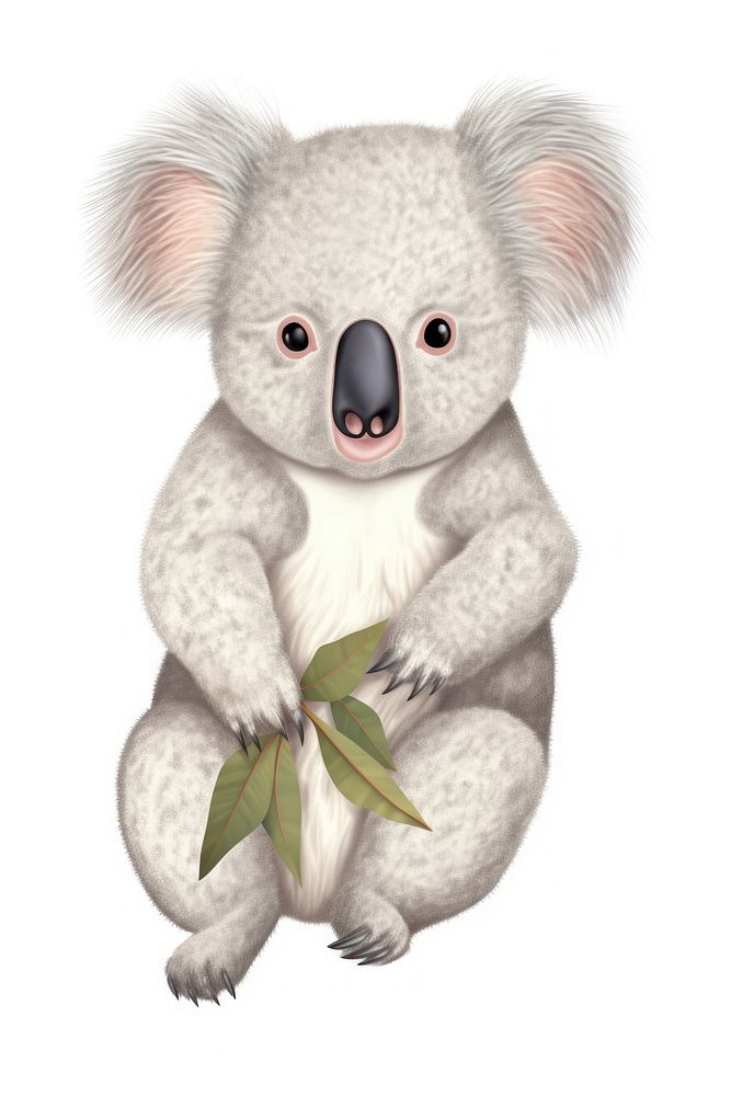 Koala mammal white background representation.