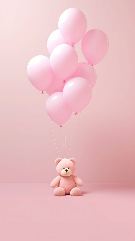  Bear balloon pink toy. AI generated Image by rawpixel.