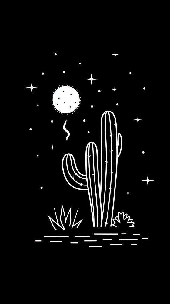 Cactus drawing sketch night.
