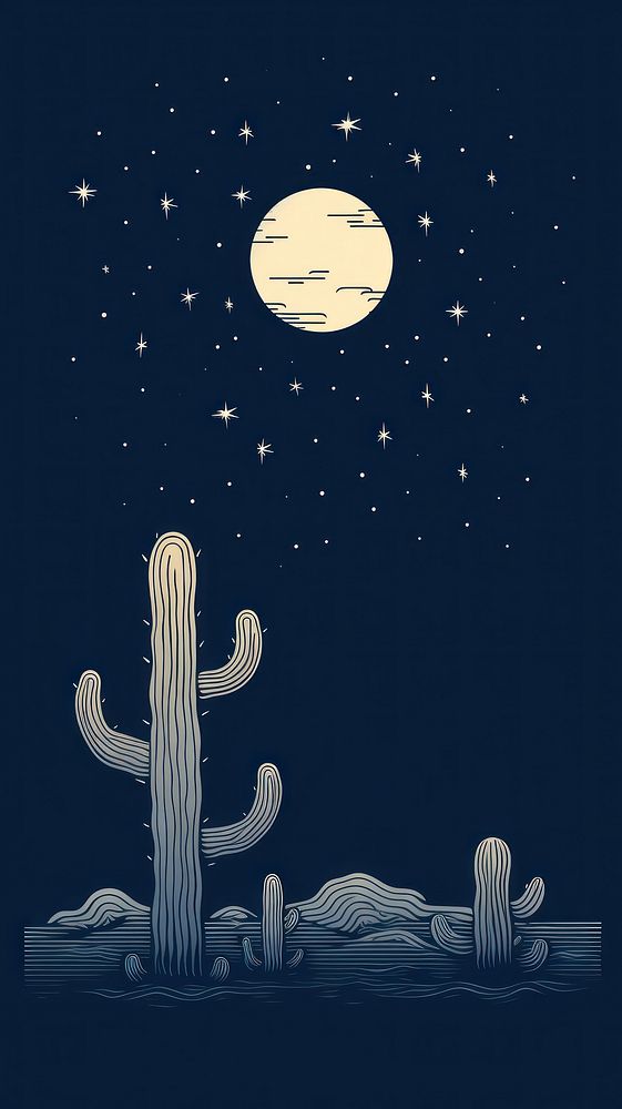 Cactus night astronomy outdoors.