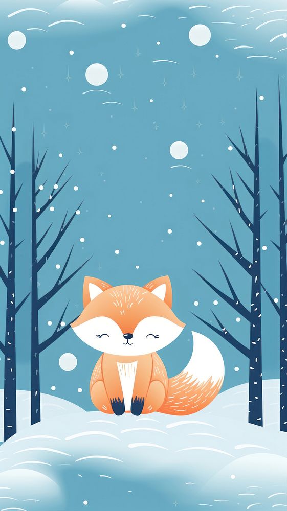 Cute fox animal snow outdoors. AI generated Image by rawpixel.