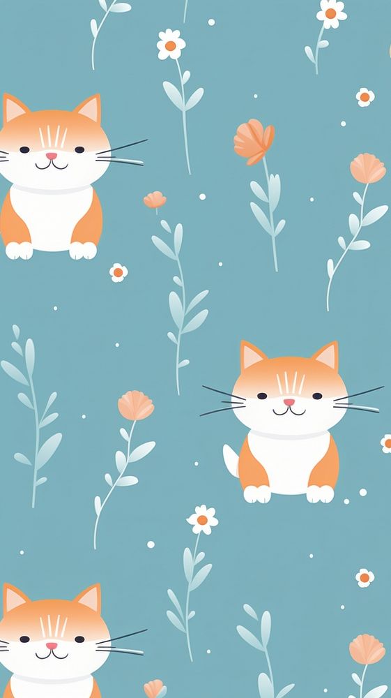  Cats pattern backgrounds wallpaper. AI generated Image by rawpixel.