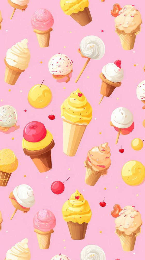  Ice cream dessert cupcake pattern. AI generated Image by rawpixel.