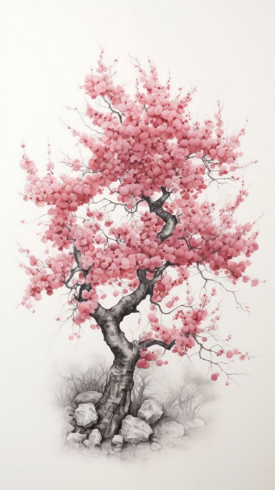 Illustration of a cherry blossom flower plant art.
