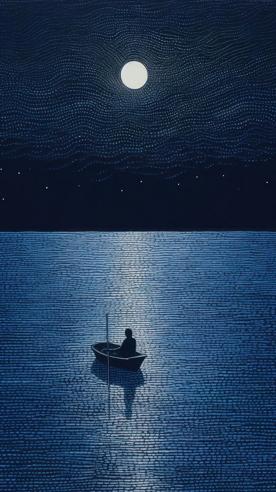 Illustration of a boat in the sea in japan astronomy outdoors vehicle.