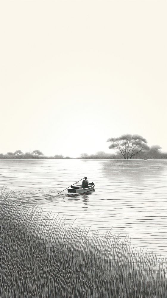 Illustration of a boat in the river landscape outdoors vehicle.
