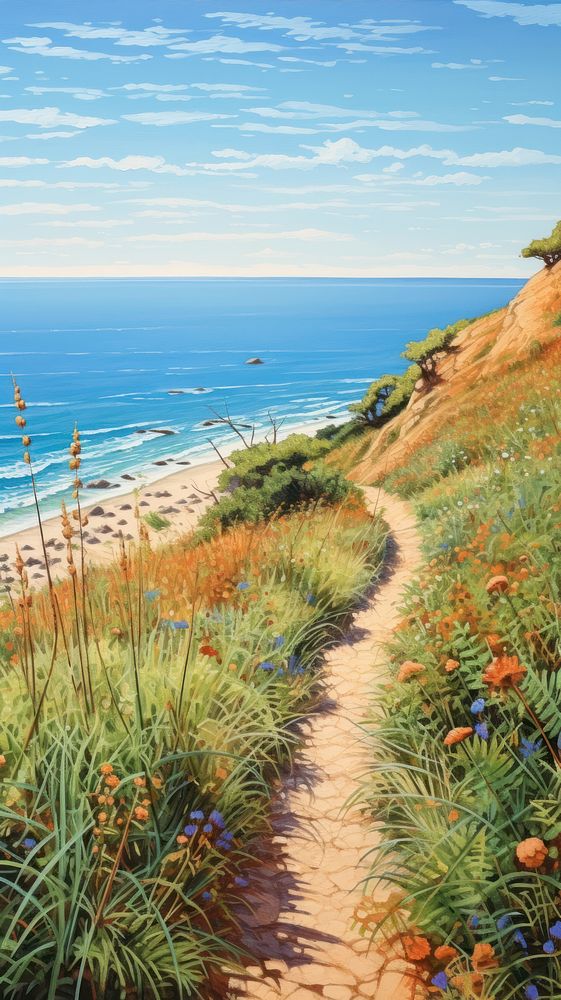 Illustration of a beach landscape outdoors horizon.