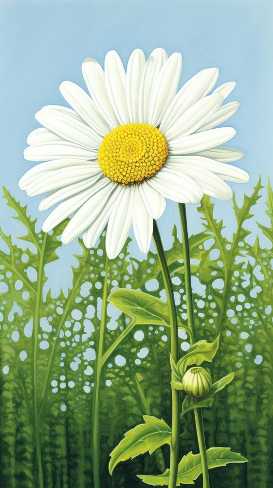 Illustration of a daisy flower plant petal.