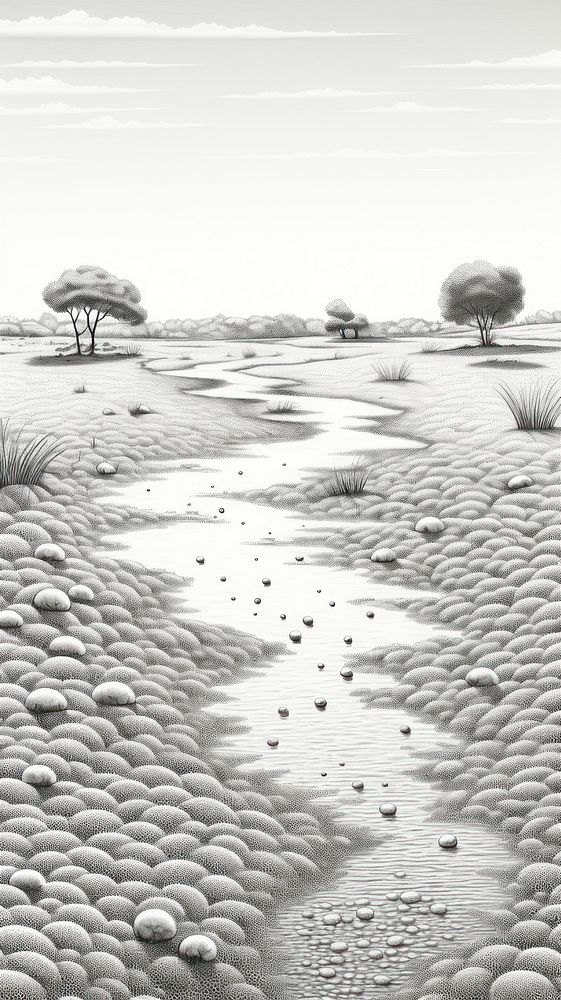Illustration of a desert with camelse landscape outdoors drawing.