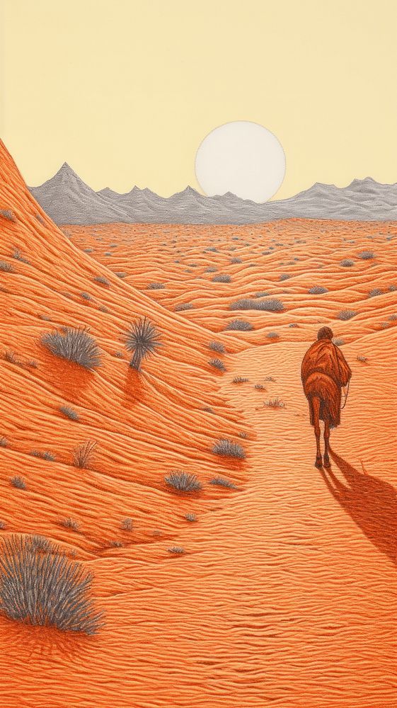 Illustration of a desert with camel landscape outdoors nature.