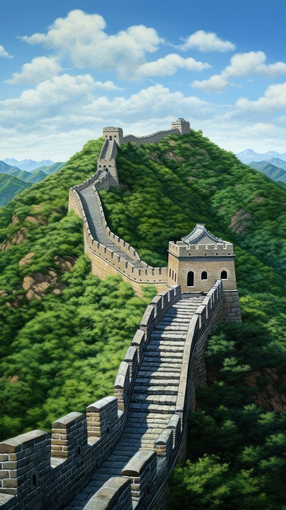 Illustration of a famous view point in China landscape fortification architecture.