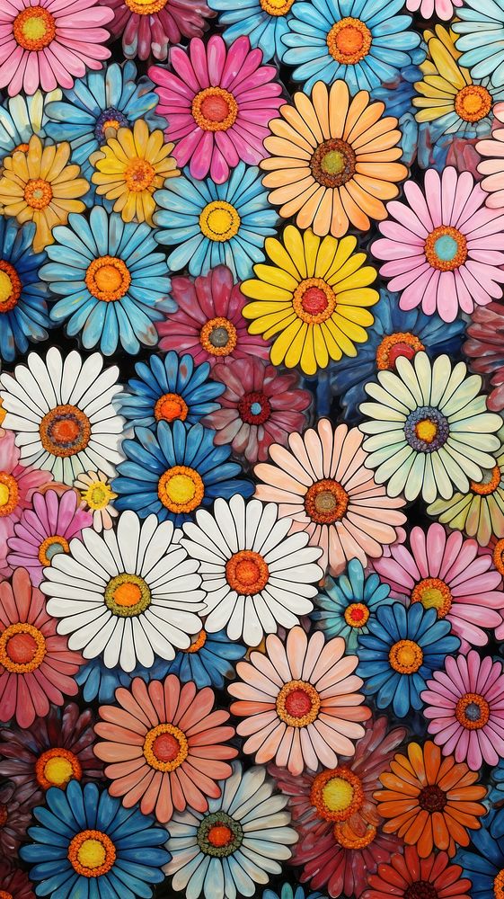 Illustration of a magic psychedelic daisy garden pattern flower petal.